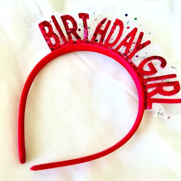 Happy Birthday Glitter Confetti & Lace Girls Headband Fashion Hair accessory - Picture 5 of 6